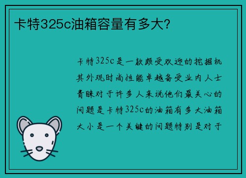 卡特325c油箱容量有多大？